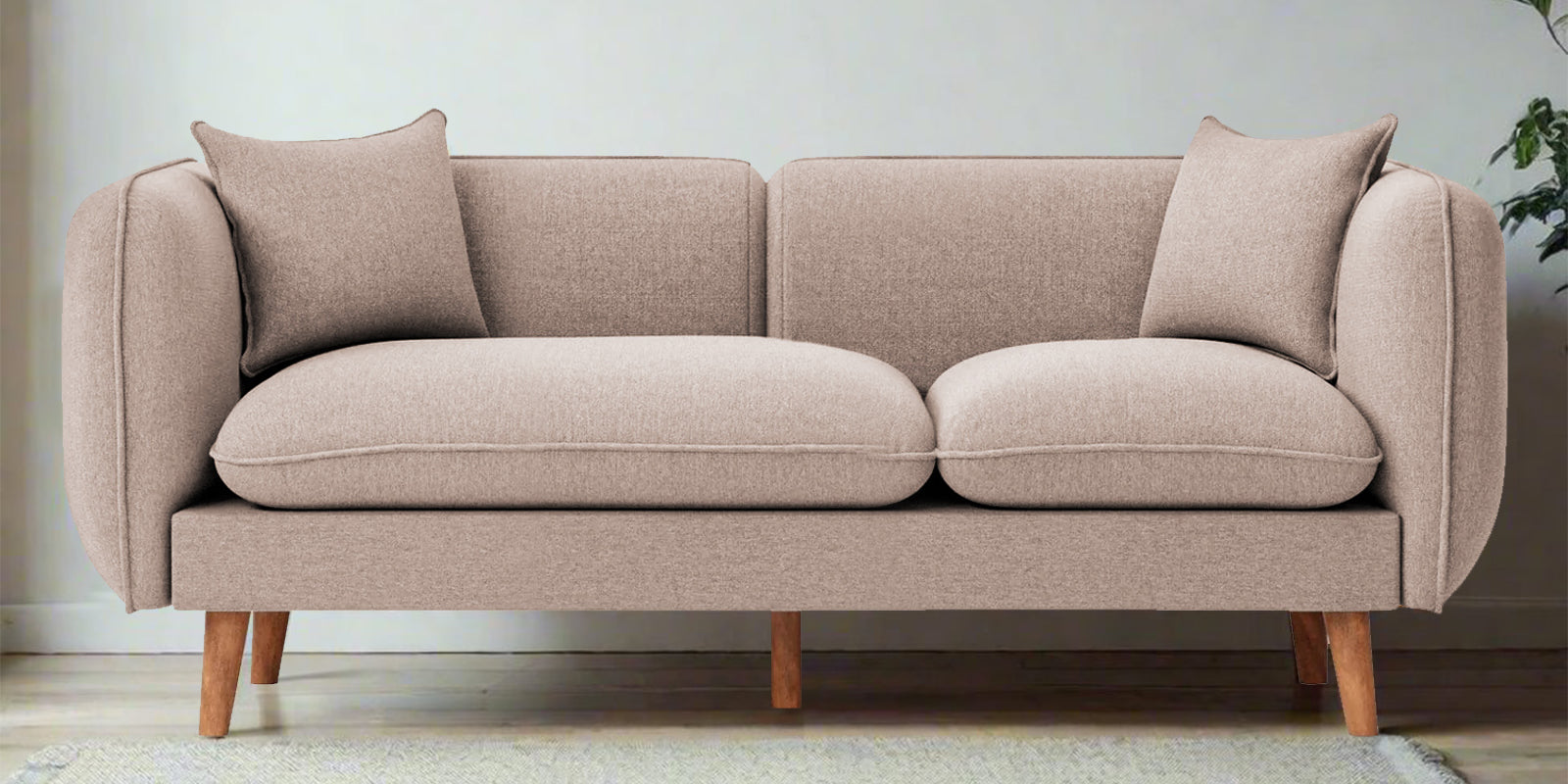 Reva Fabric 2 Seater Sofa In Mush Beige Colour