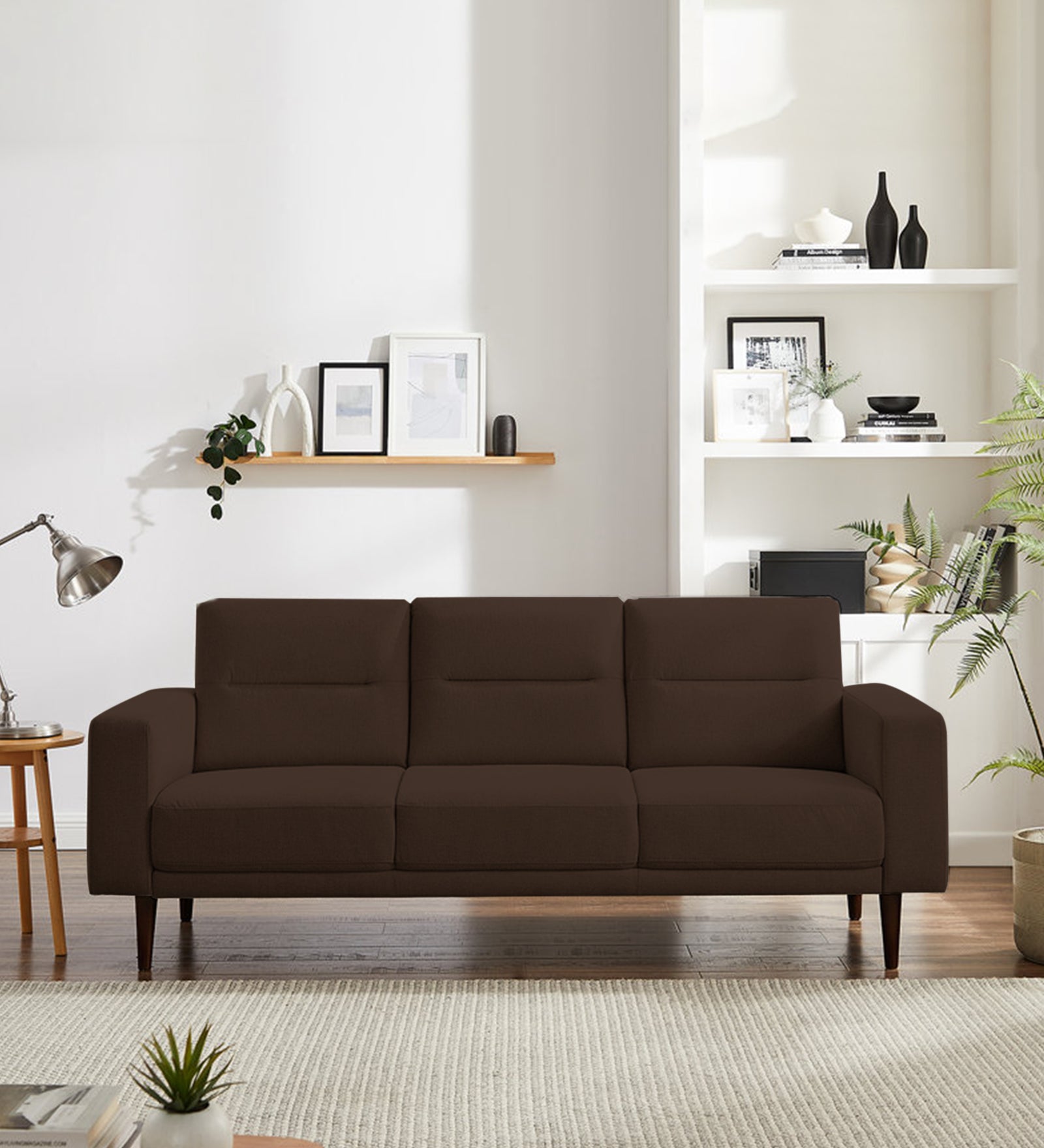 Harbel Fabric 3 Seater Sofa In Cholocate Brown Colour