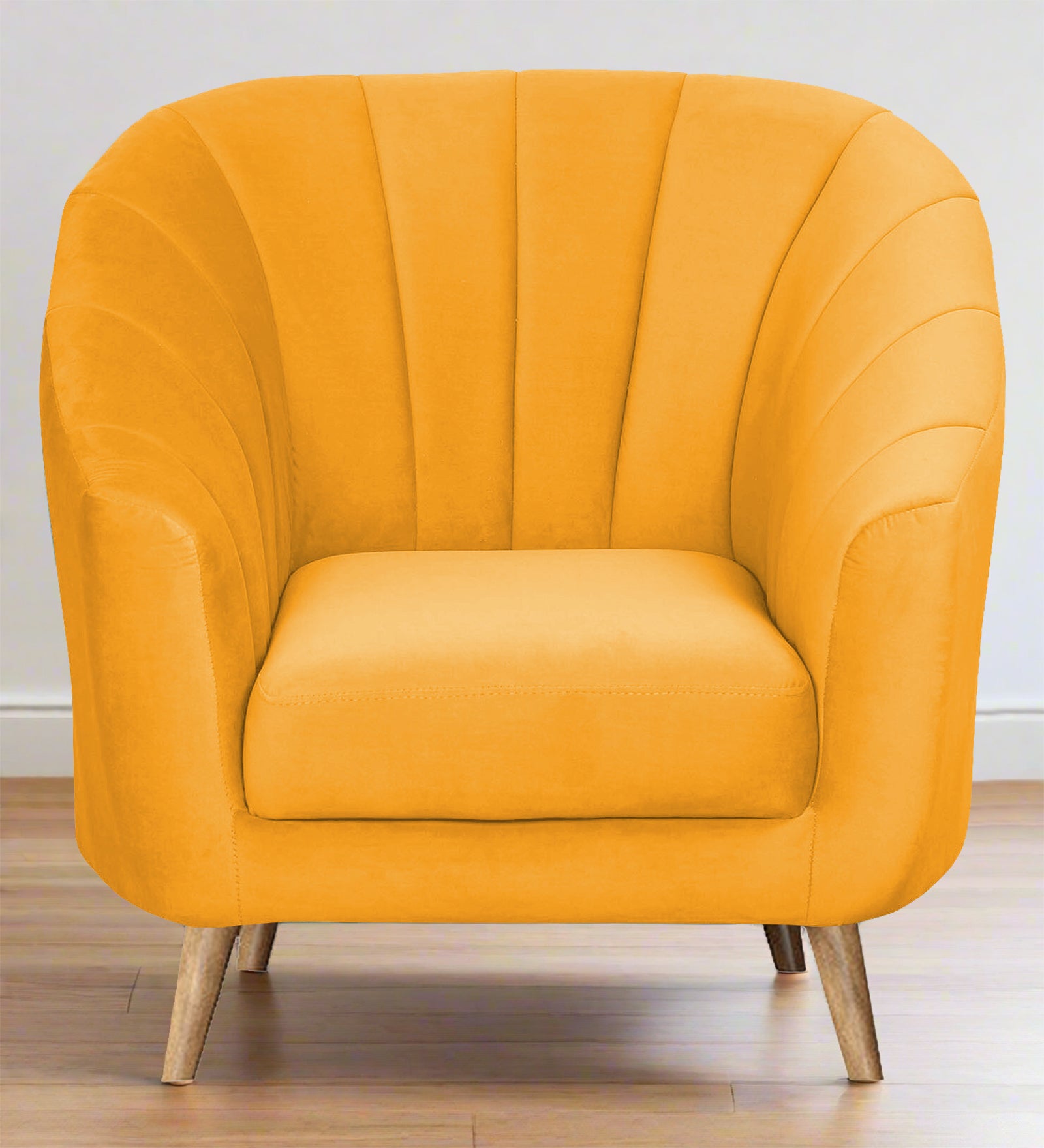 Nancy Velvet 1 Seater Sofa in Safforn Yellow Colour