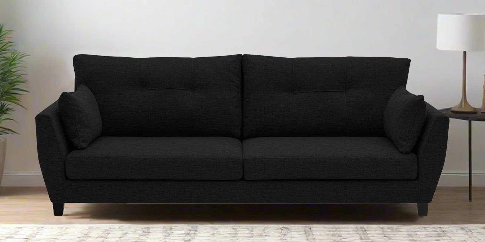 Mario Fabric 3 Seater Sofa in Zed Black Colour