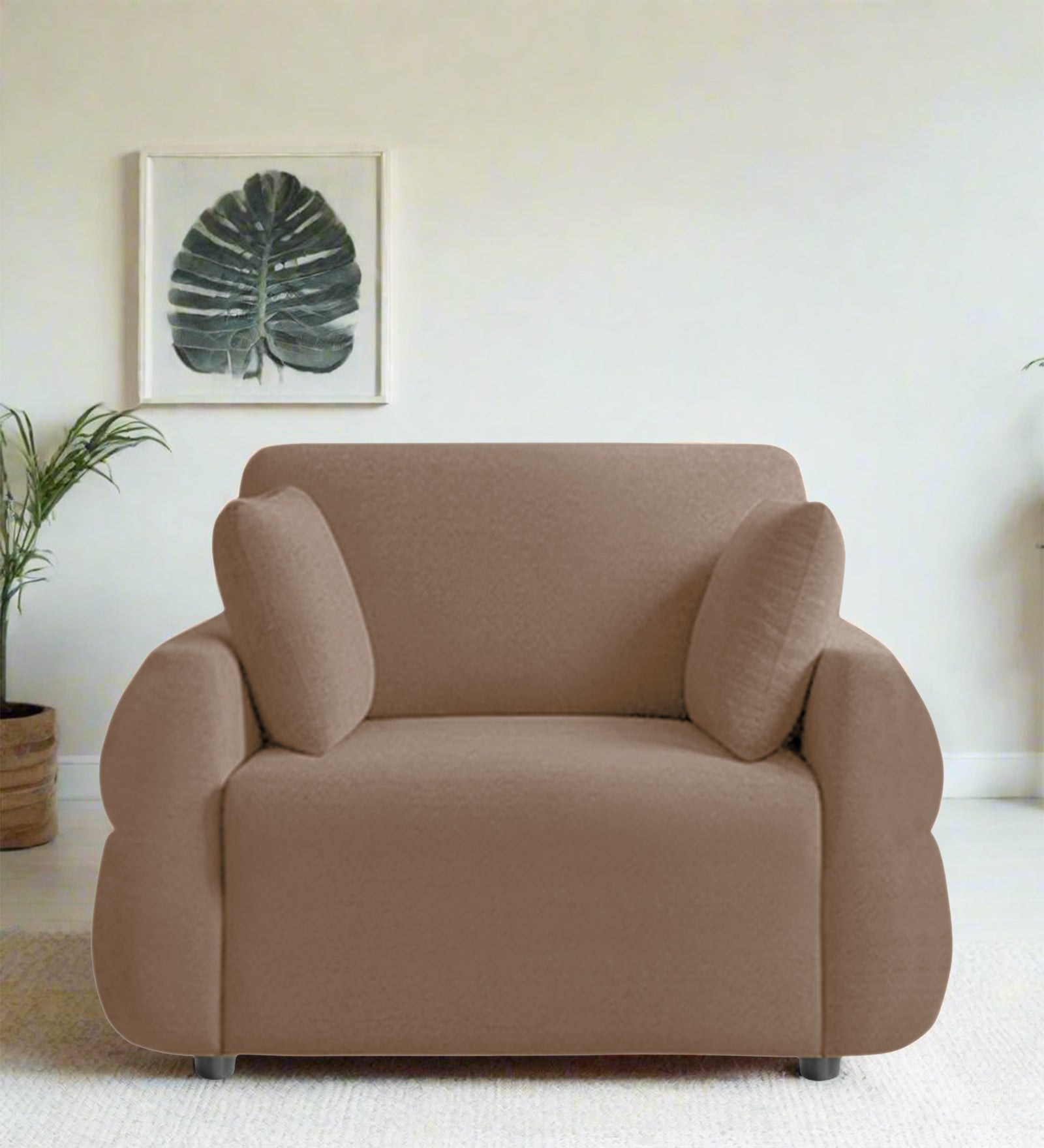 Jack Fabric 1 Seater Sofa In Cookie Beige Colour