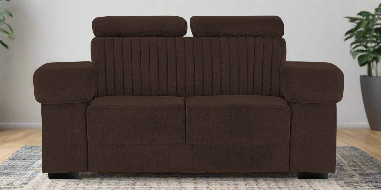 Draco Fabric 2 Seater Sofa In Coffee Brown Colour