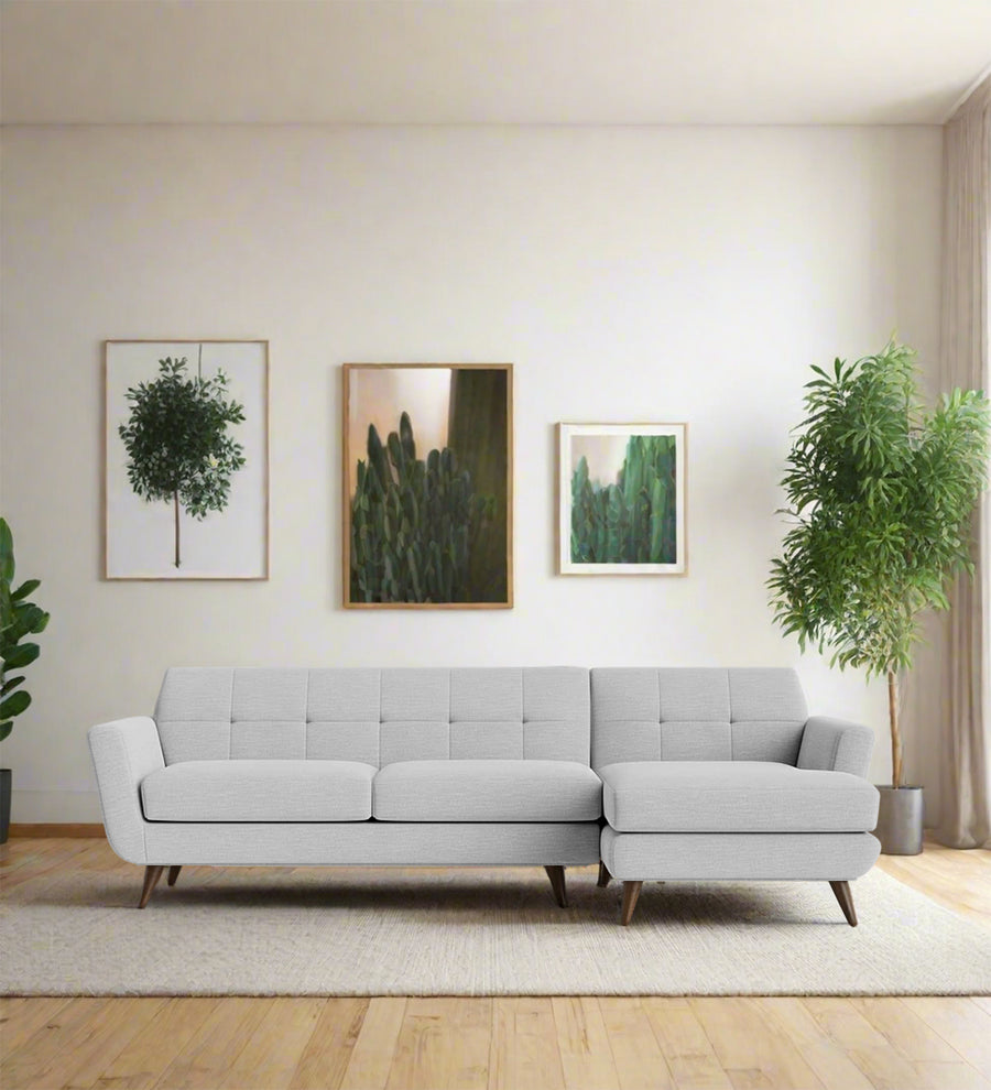 Jasmin  LHS  (3+Lounger) Fabric Sectional Sofa - Lit Grey by Febonic Living