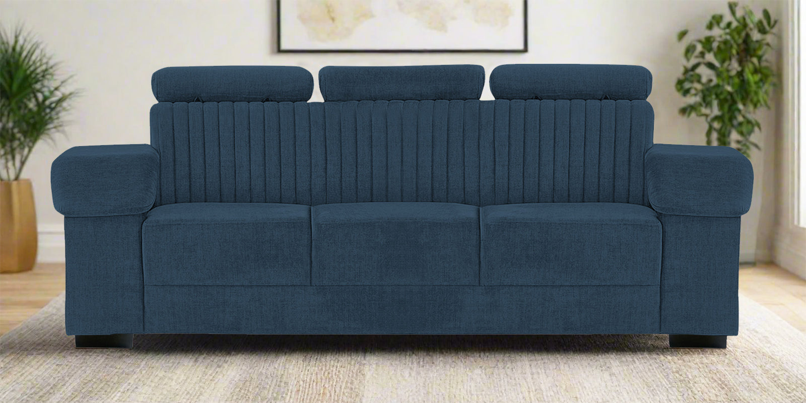 Draco Fabric 3 Seater Sofa In Light Blue Colour - Febonic Living