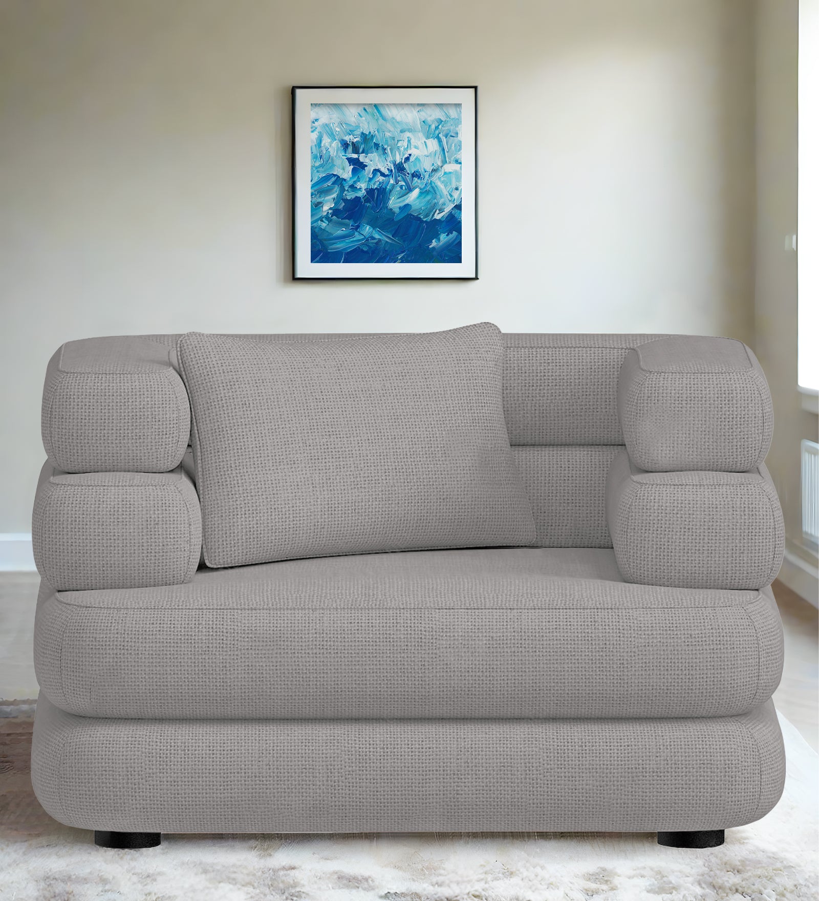 Wener Fabric 1 Seater Sofa in Silver Grey Colour