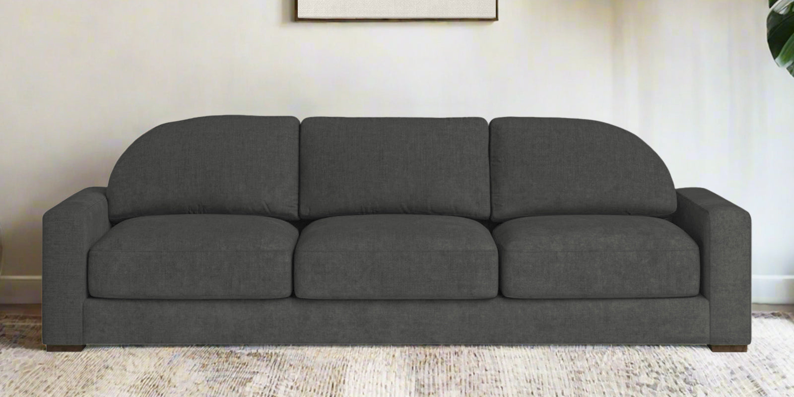 Dara Fabric 3 Seater Sofa In Charcoal Grey Colour