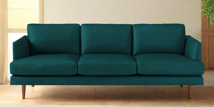 Sterio Leatherette 3 Seater Sofa In Peakcock Blue Colour - Febonic Living