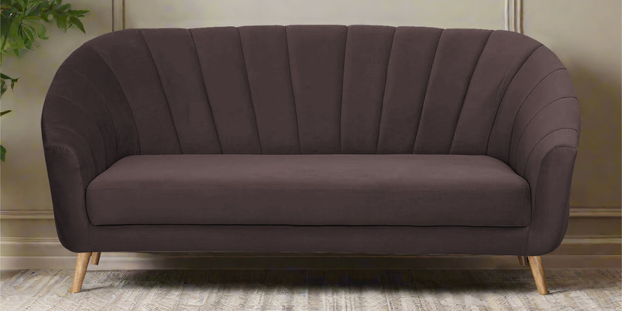 Kaylee Velvet 3 Seater Sofa In Mocha Brown Colour - Febonic Living