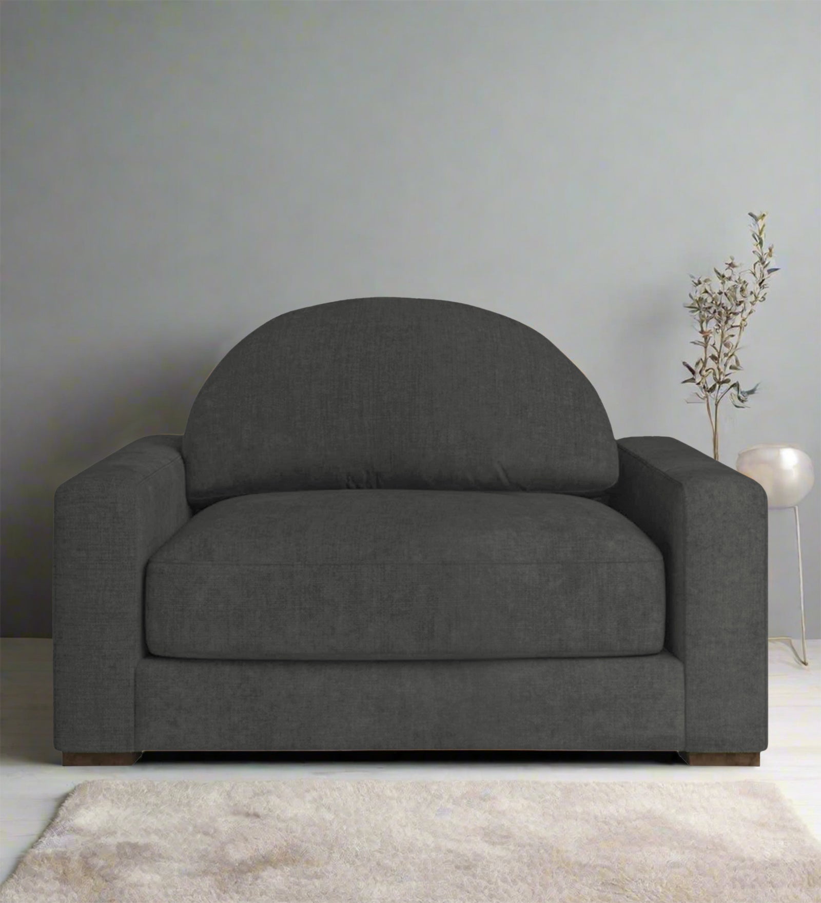 Adara Fabric 1 Seater Sofa In Charcoal Grey Colour