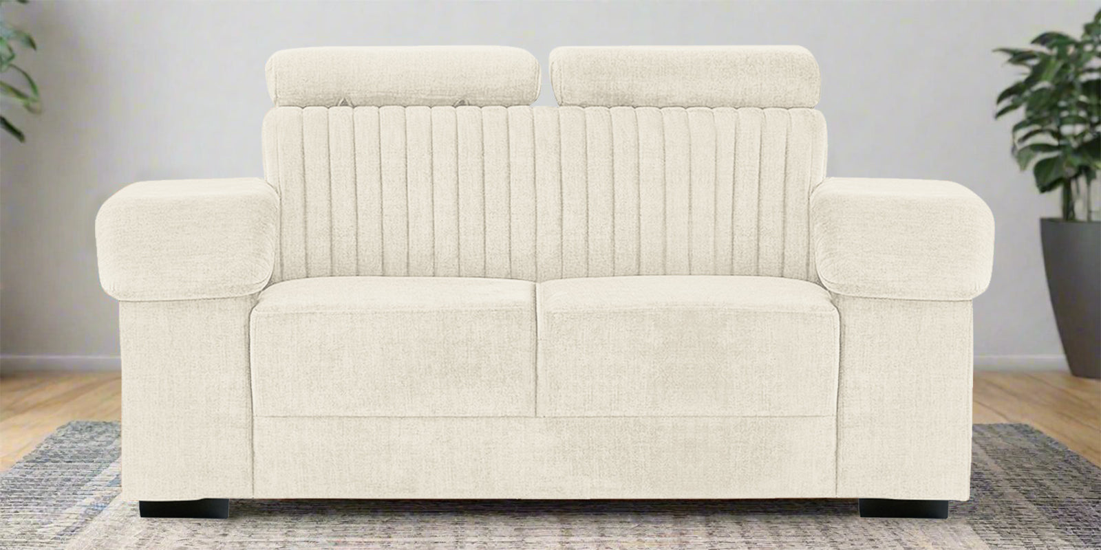 Draco Fabric 2 Seater Sofa In Ivory Cream Colour - Febonic Living