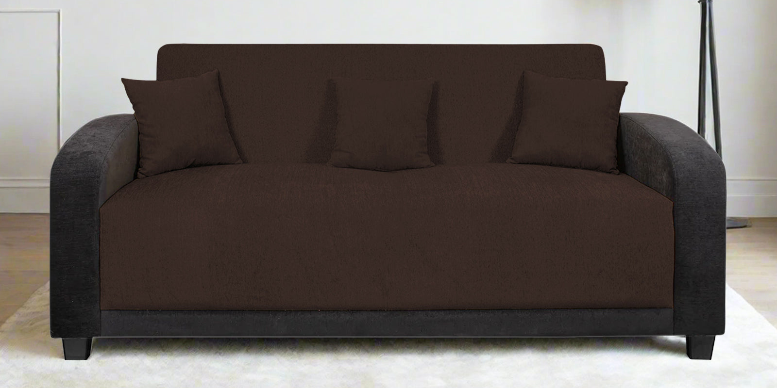 Alex Fabric 3 Seater Sofa In Coffee Brown Colour