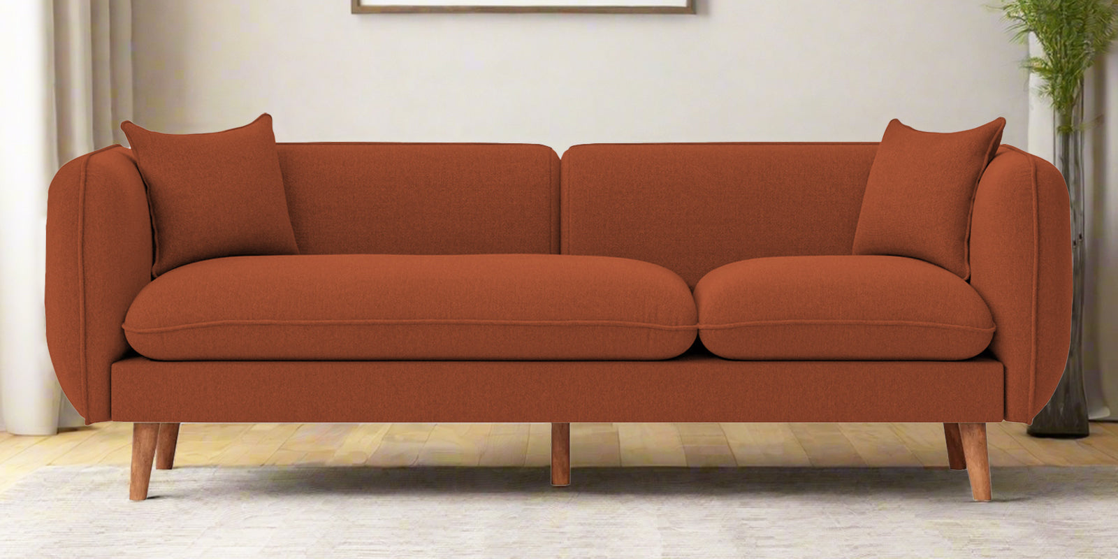 Reva Fabric 3 Seater Sofa In Royal Orange Colour - Febonic Living