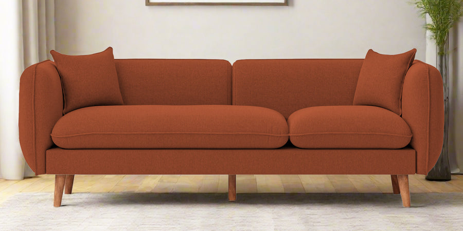 Reva Fabric 3 Seater Sofa In Royal Orange Colour - Febonic Living