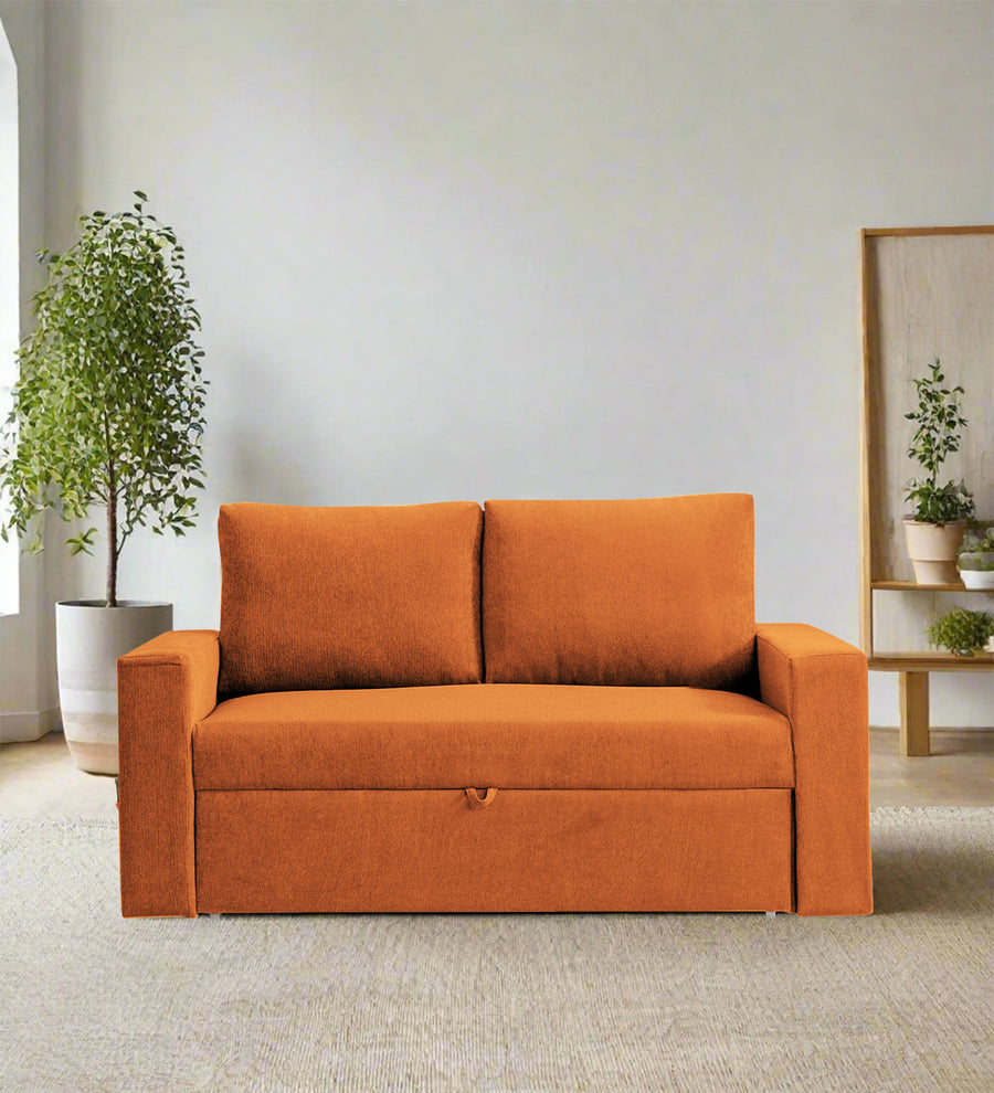 Kara  2 Seater Pull Out  Cum Bed Fabric Sofa - Vivid Orange by Febonic Living