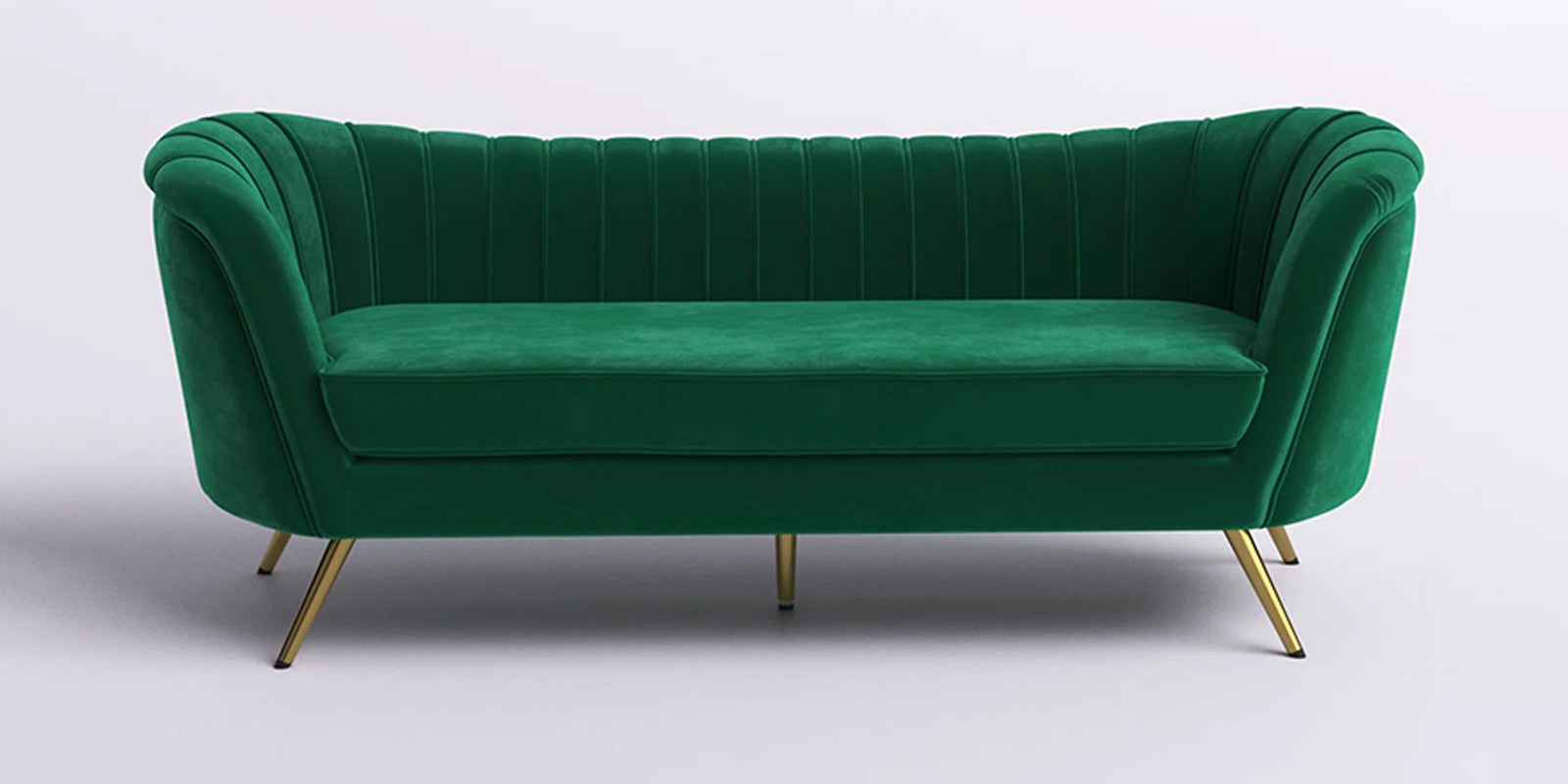 Tiber Velvet 3 Seater Sofa In Amazon Green Colour