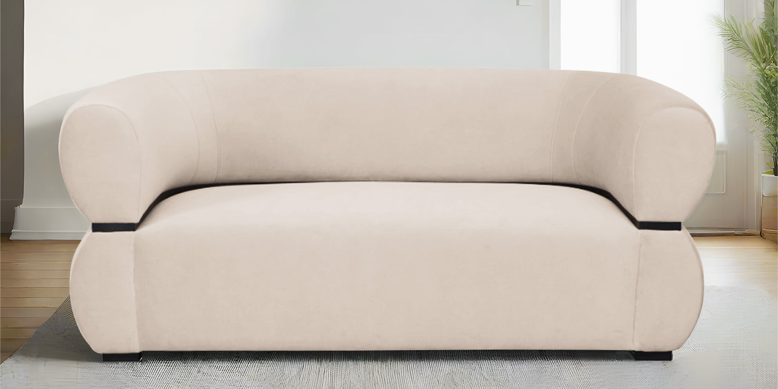 Kula Velvet 2 Seater Sofa In Camel Beige Colour