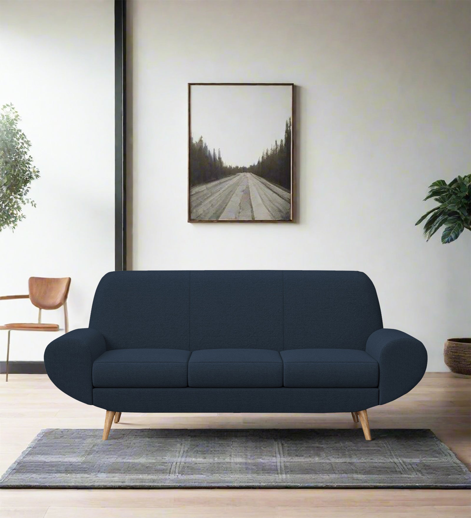 Jessy Fabric 3 Seater Sofa in Denim Blue Colour