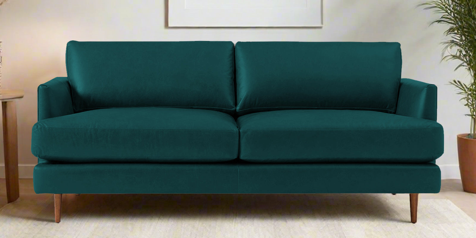 Sterio Leatherette 2 Seater Sofa In Peakcock Blue Colour - Febonic Living