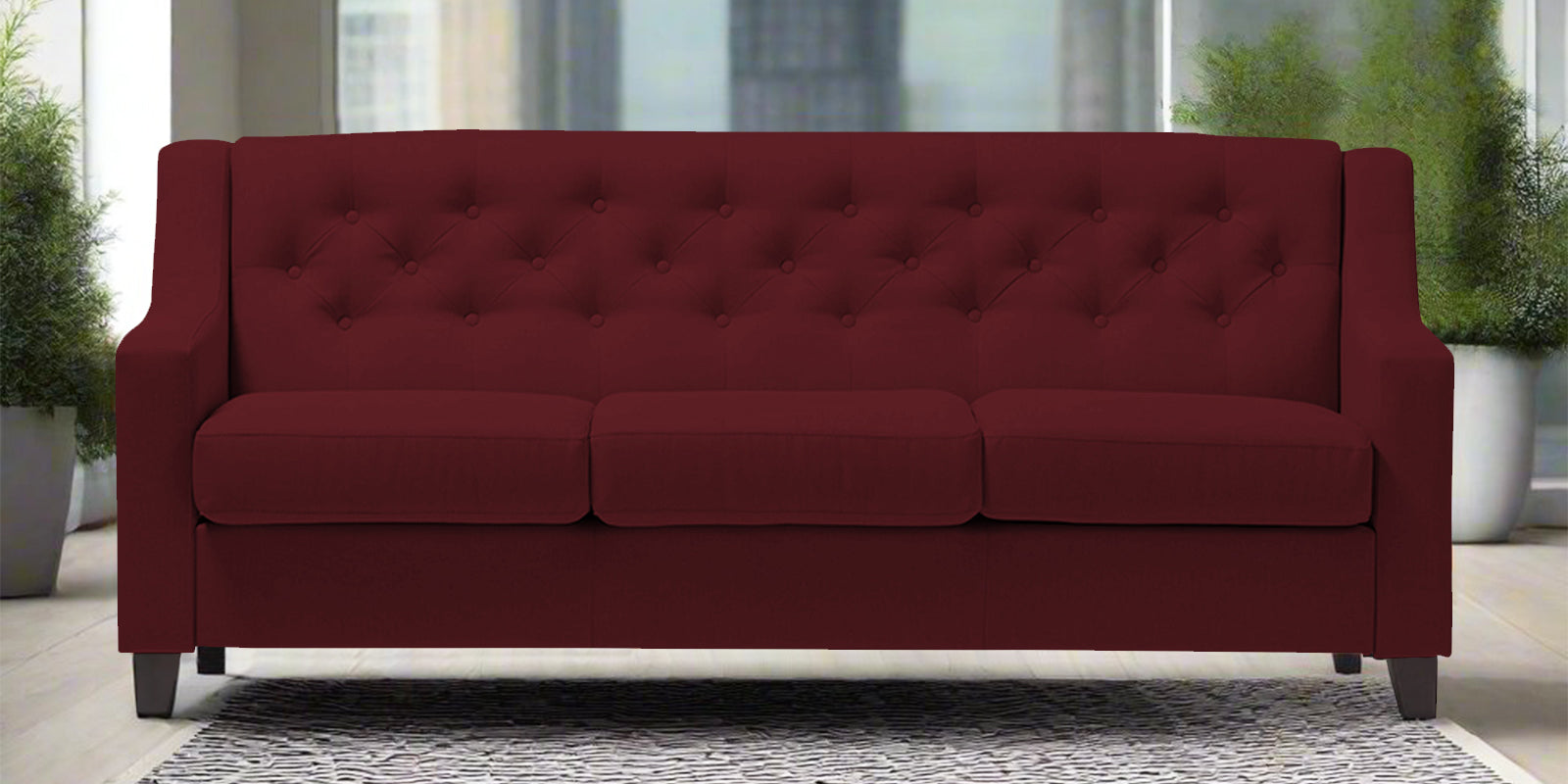 Baidy Fabric 3 Seater Sofa in Blood Maroon Colour