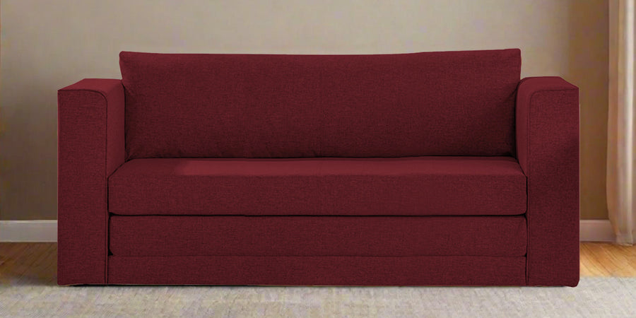 Kenia Fabric 3 Seater Foldable Sofa Cum Bed In Blood Maroon Colour - Febonic Living