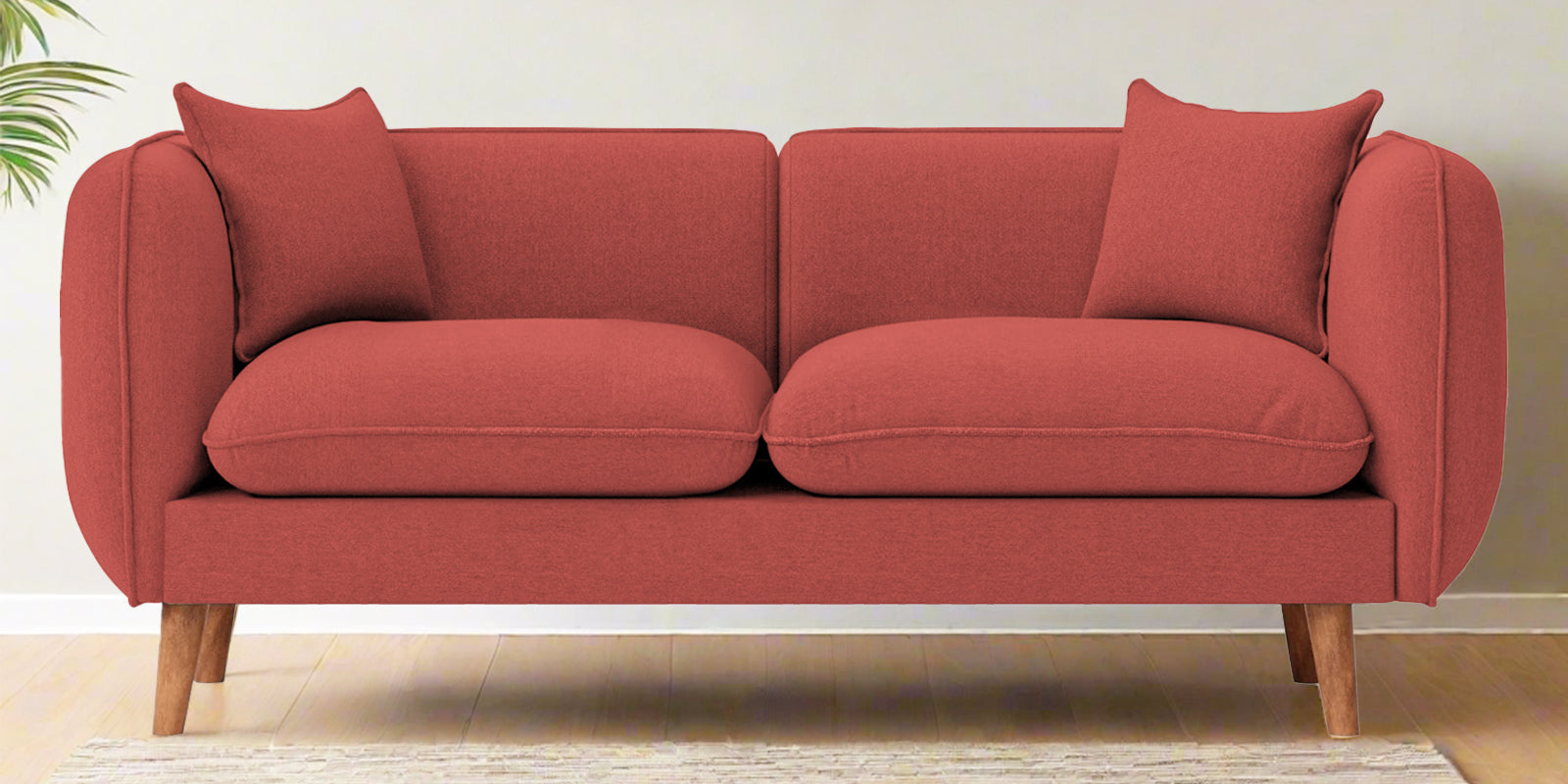Reva Fabric 2 Seater Sofa In Salmon Pink Colour - Febonic Living