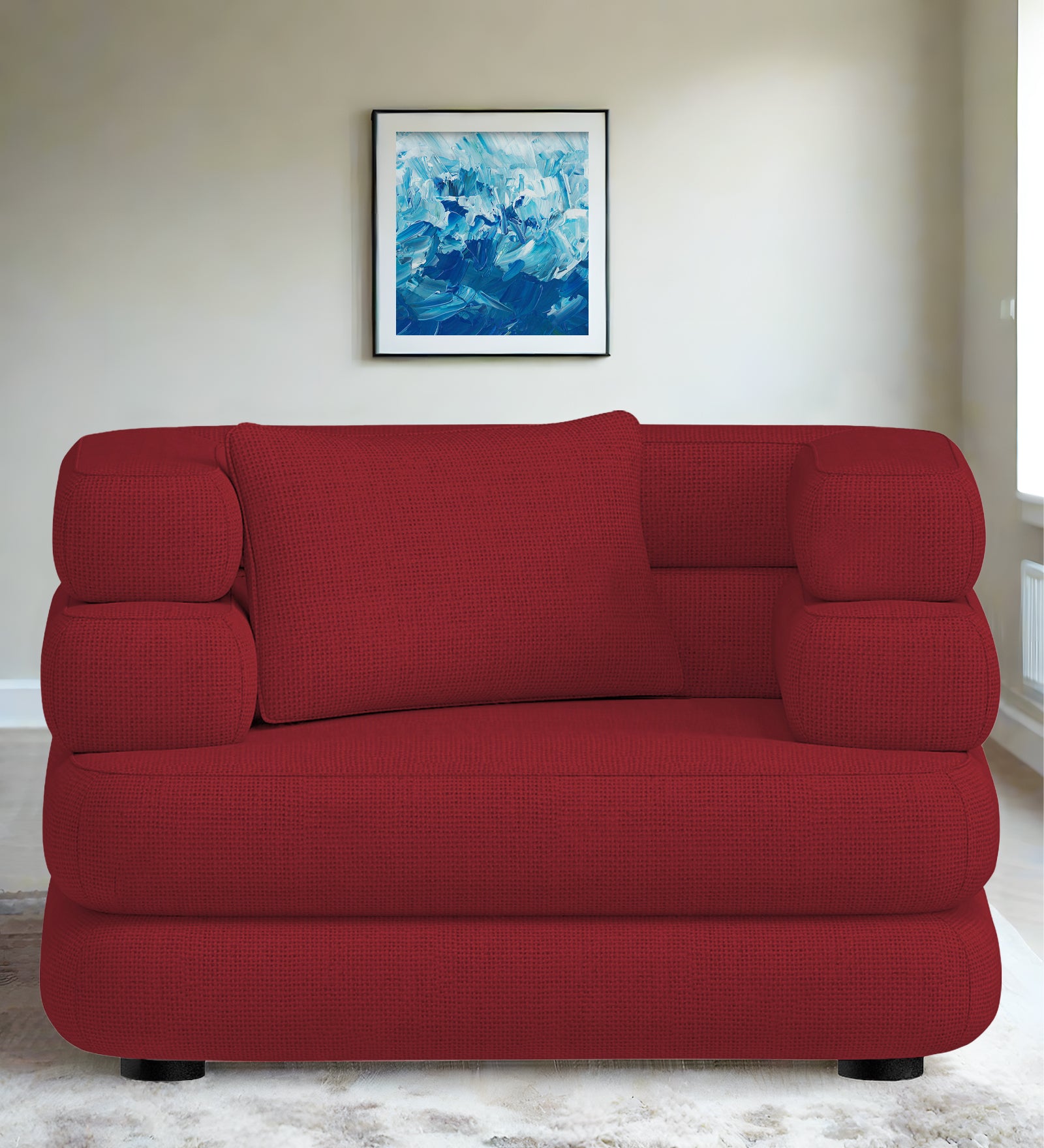 Wener Fabric 1 Seater Sofa in Chilli Red Colour