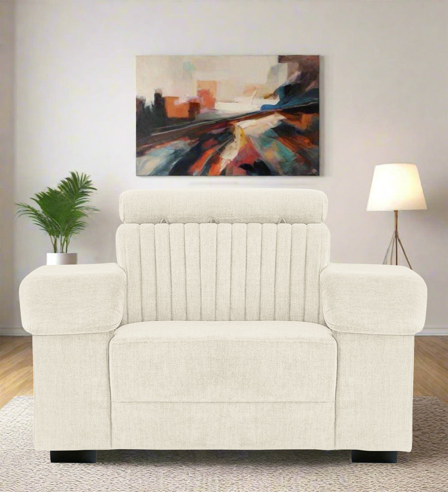 Draco  1 Seater Fabric Sofa - Ivory Cream by Febonic Living