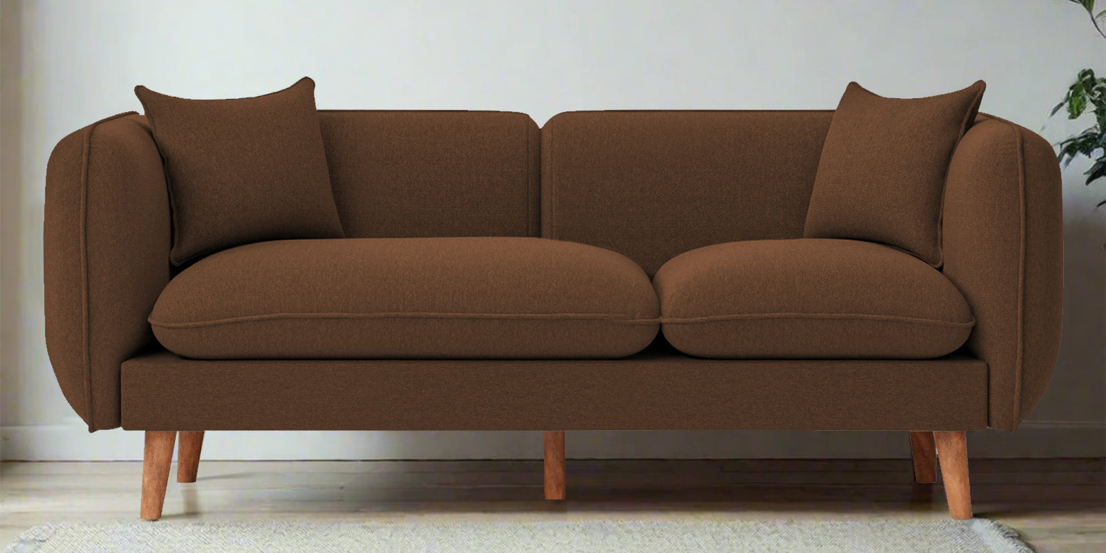 Reva Fabric 2 Seater Sofa In Chestnut Brown Colour