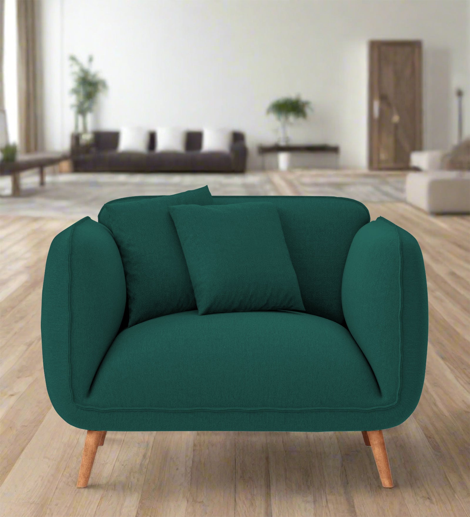 Zia Fabric 1 Seater Sofa In Sage Green Colour