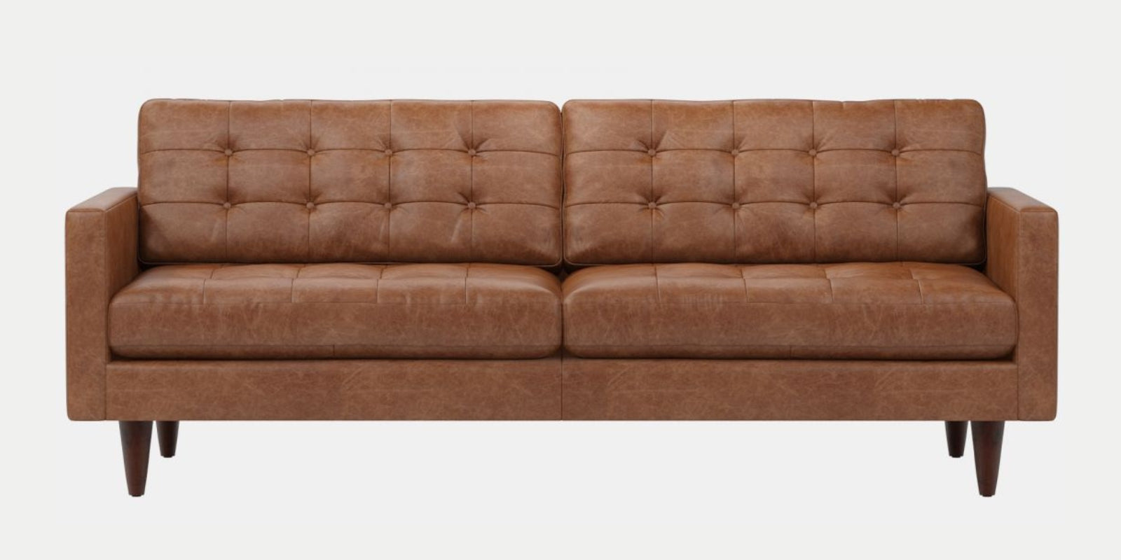 Elloy Leatherette 3 Seater Sofa in Caramel Beige Colour