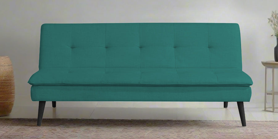 Toner Fabric 3 Seater Convertible Sofa Cum Bed In Sea Green Colour - Febonic Living