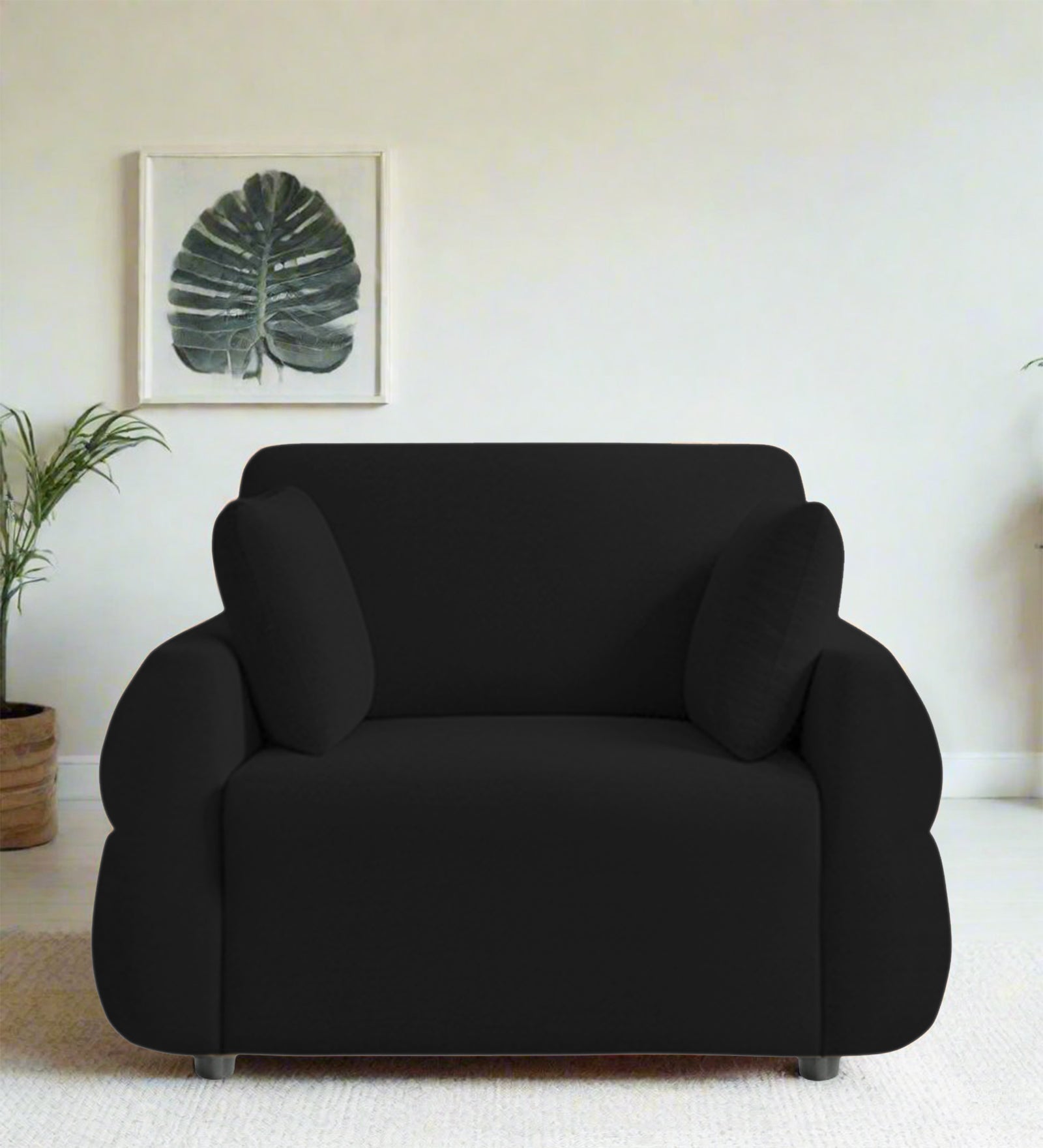 Jack Fabric 1 Seater Sofa In Zed Black Colour