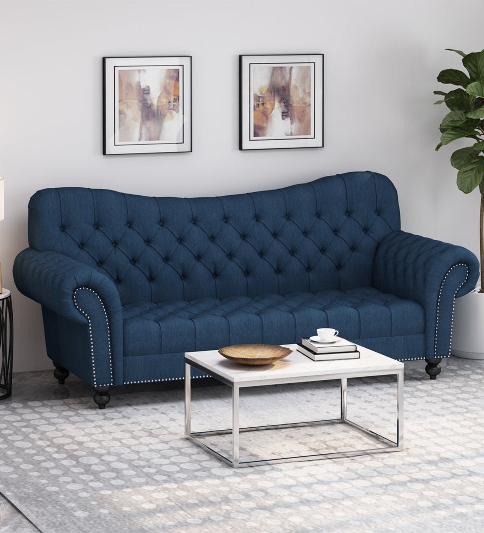 Wasta Fabric 3 Seater Sofa In Light Blue Colour