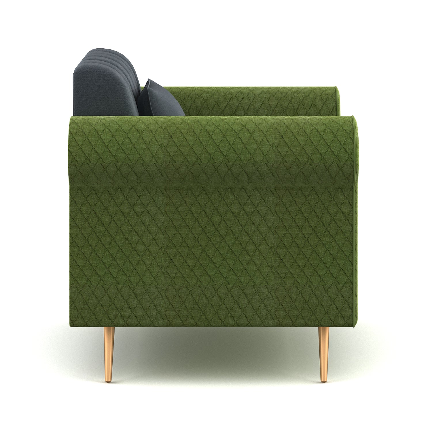 Fidel Fabric 1 Seater Sofa In Olive Green and Charcoal Grey Colour