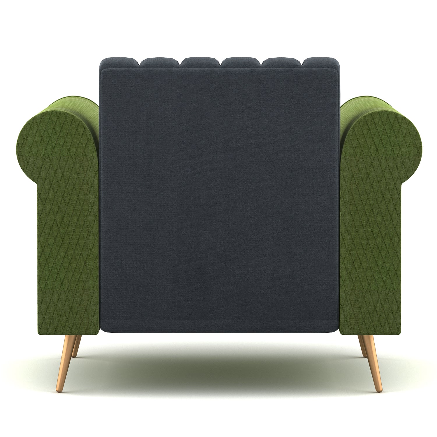 Fidel Fabric 1 Seater Sofa In Olive Green and Charcoal Grey Colour