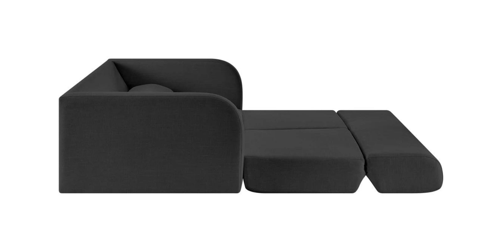 Rosa Fabric 3 Seater Convertible Sofa Cum Bed In Charcoal Grey Colour