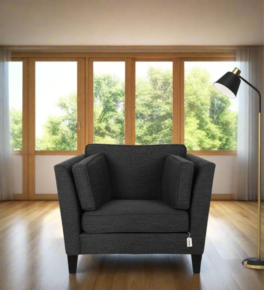 Nigar  1 Seater Fabric Sofa - Charcoal Grey by Febonic Living