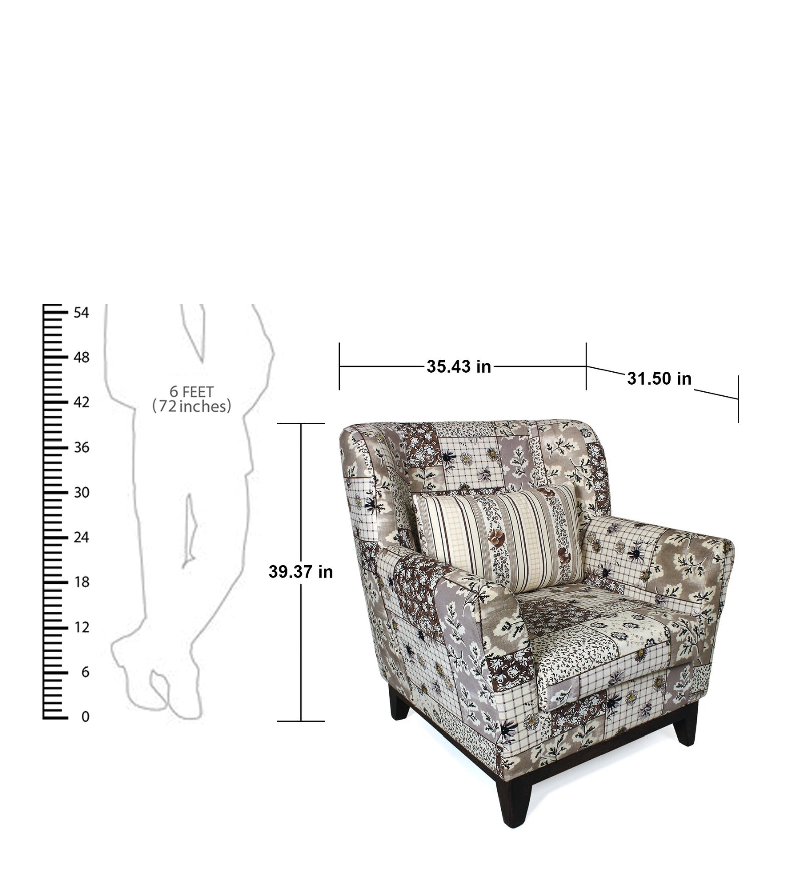 Mora Floral Print Fabric Accent Chair in Multi Colour