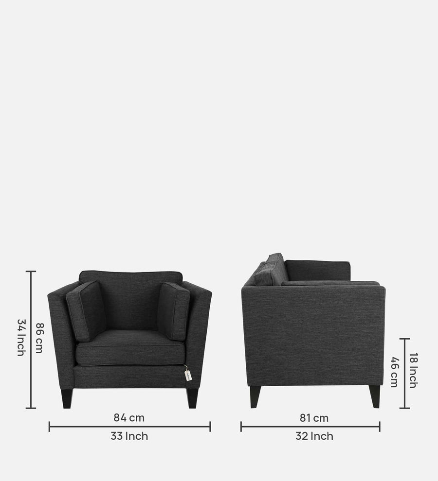 Nigar Fabric 1 Seater Sofa In Charcoal Grey Colour - Febonic Living