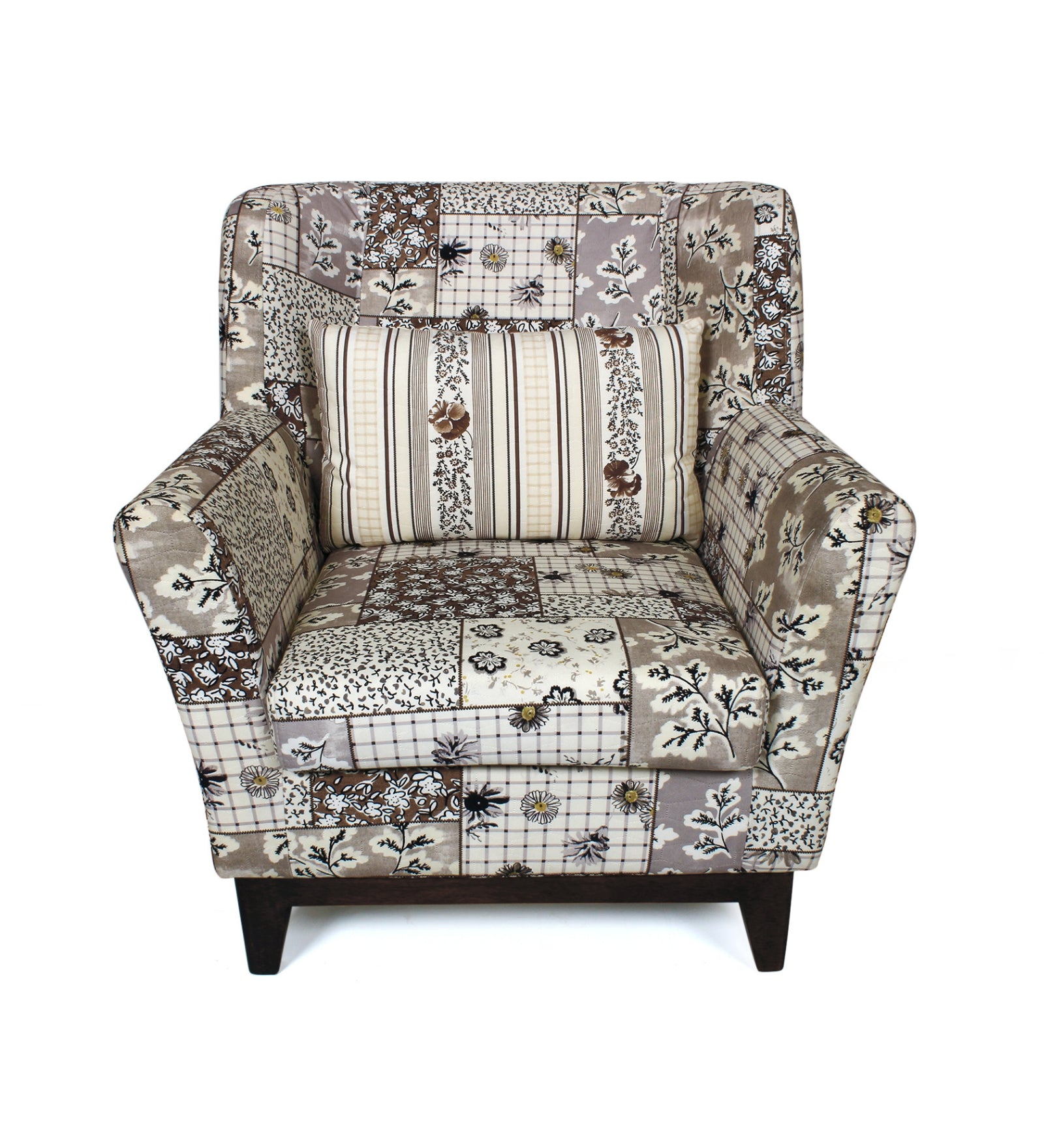 Mora Floral Print Fabric Accent Chair in Multi Colour