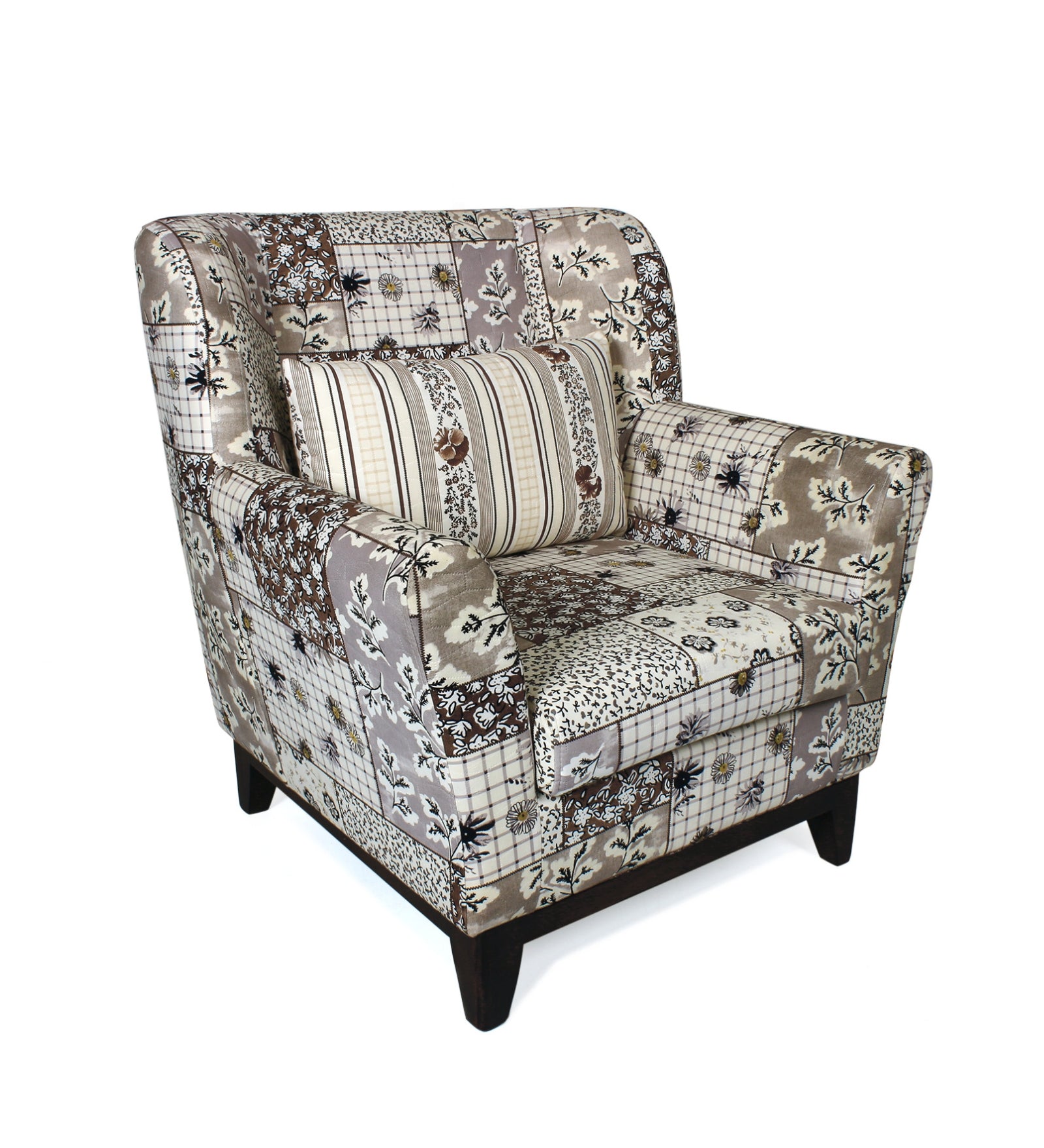 Mora Floral Print Fabric Accent Chair in Multi Colour