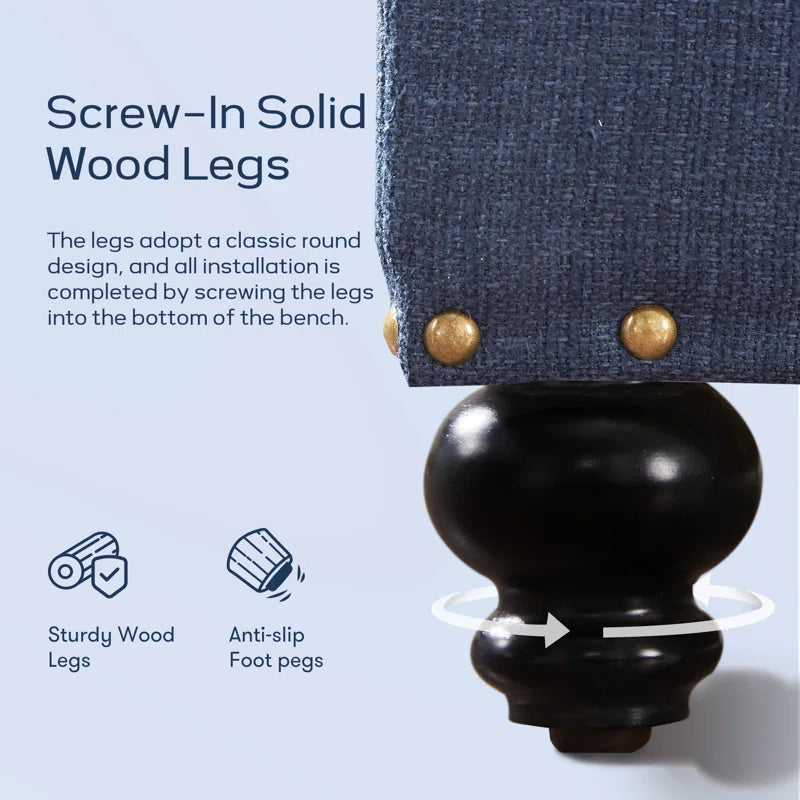 Handy Fabric Ottoman In Denim Blue Colour With Storage - Febonic Living