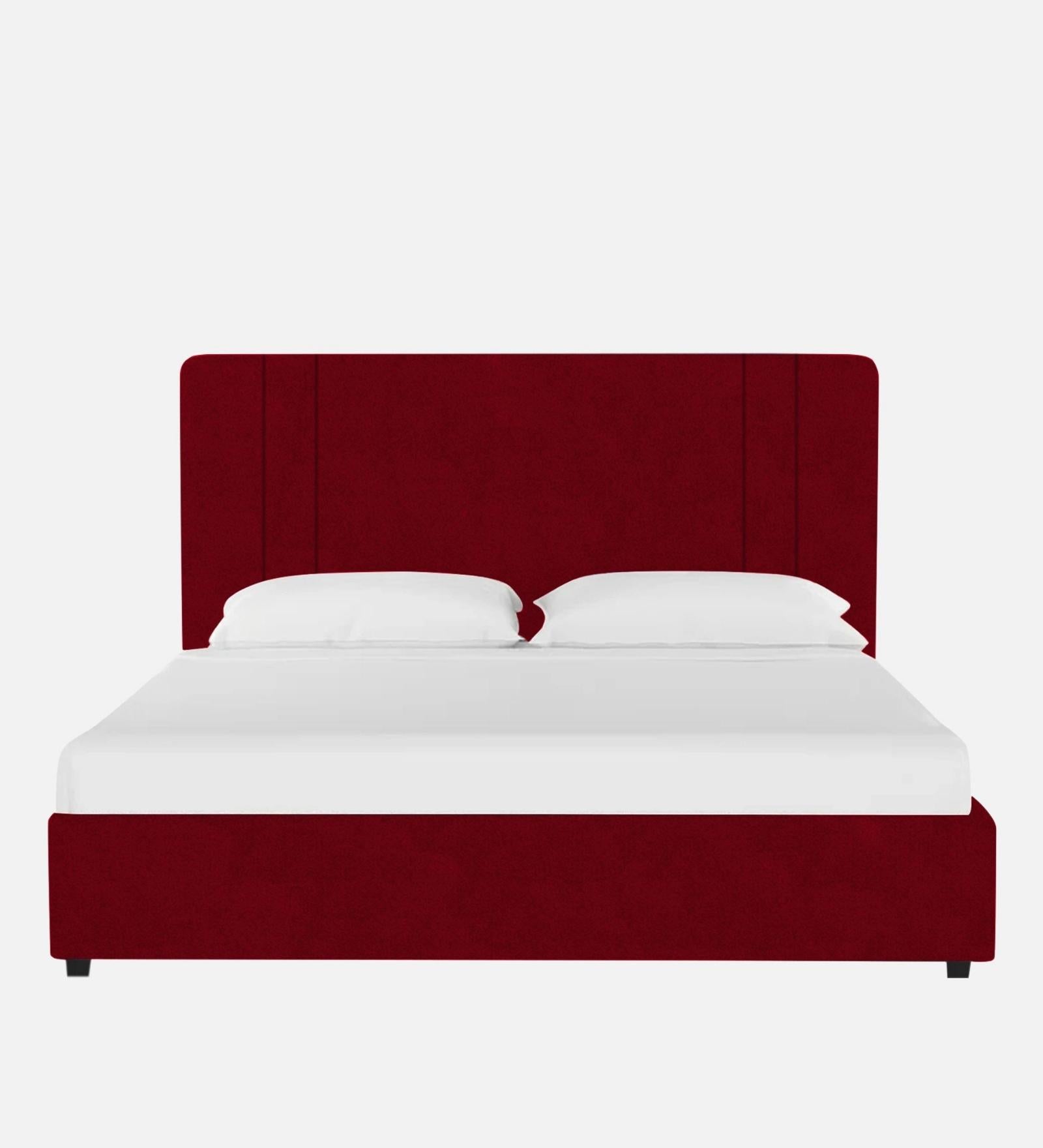 Asyra Fabric King Size Bed in Cherry Red Colour With Storage