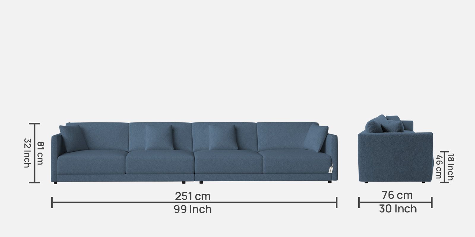 Casso Velvet 4 Seater Sofa in Oxford Blue Colour