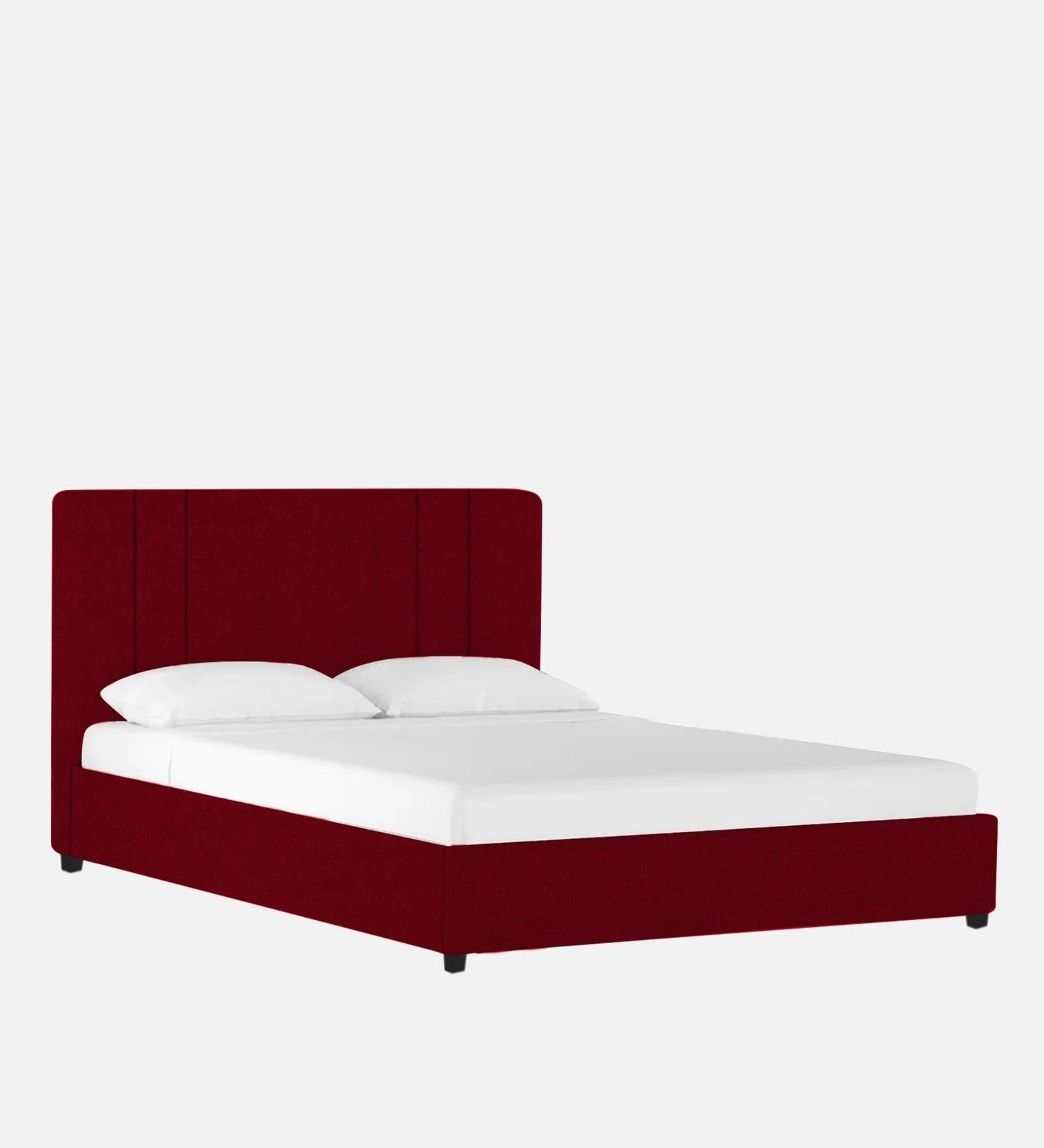 Asyra Fabric King Size Bed in Cherry Red Colour With Storage