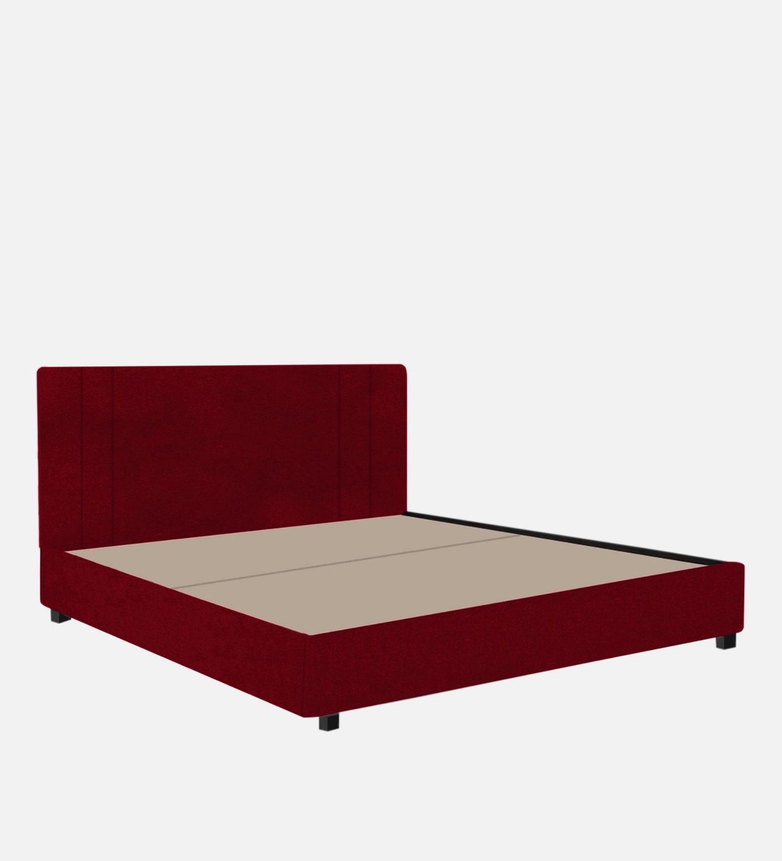 Asyra Fabric King Size Bed in Cherry Red Colour With Storage