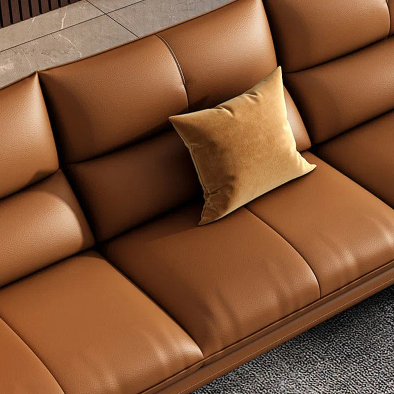Sagar Leatherette LHS Sectional Sofa (2+Lounger) In Cinnamon Brown Colour - Febonic Living