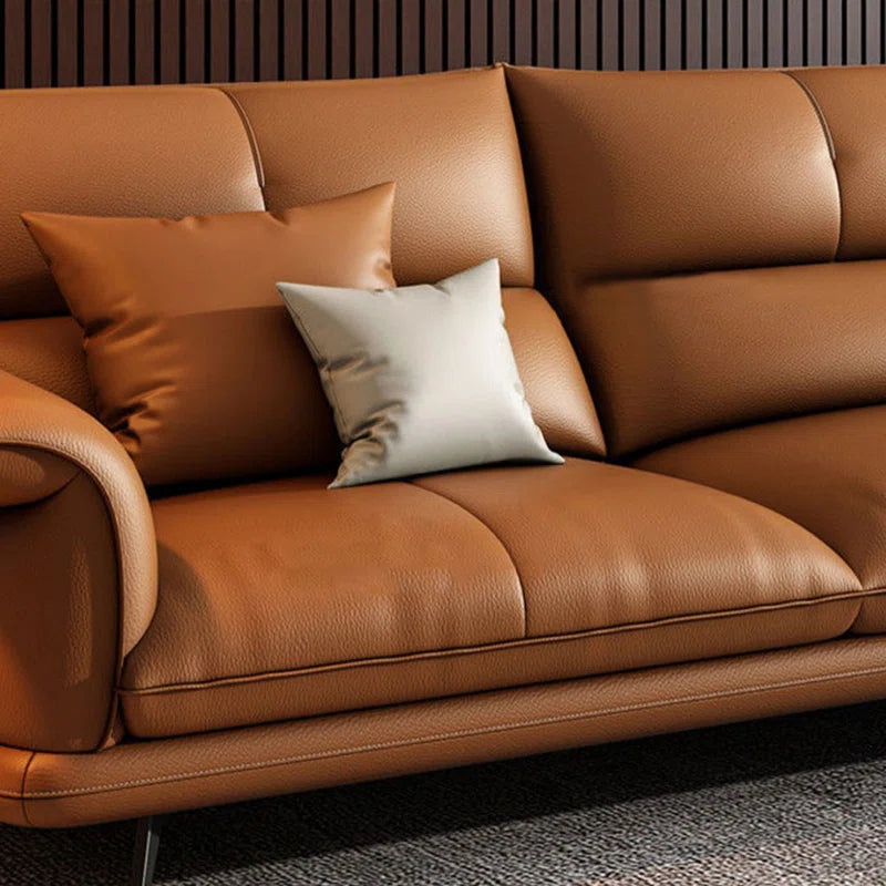 Sagar Leatherette LHS Sectional Sofa (2+Lounger) In Cinnamon Brown Colour - Febonic Living