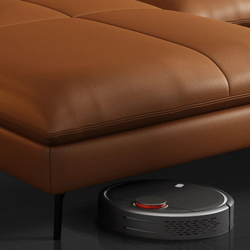 Sagar Leatherette LHS Sectional Sofa (3+Lounger) In Cinnamon Brown Colour - Febonic Living