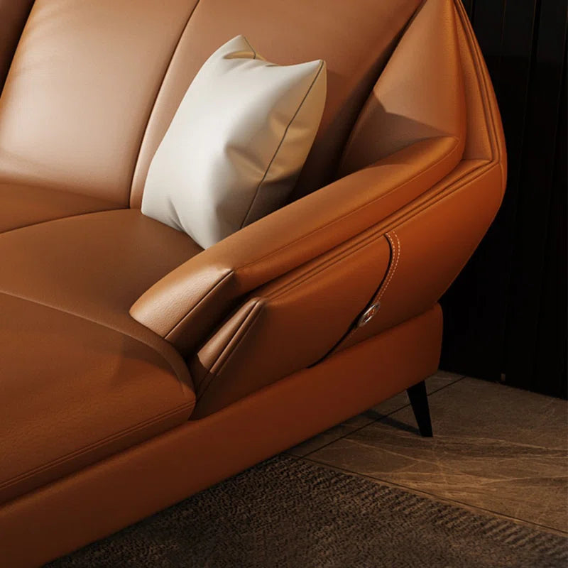 Sagar Leatherette LHS Sectional Sofa (3+Lounger) In Cinnamon Brown Colour - Febonic Living